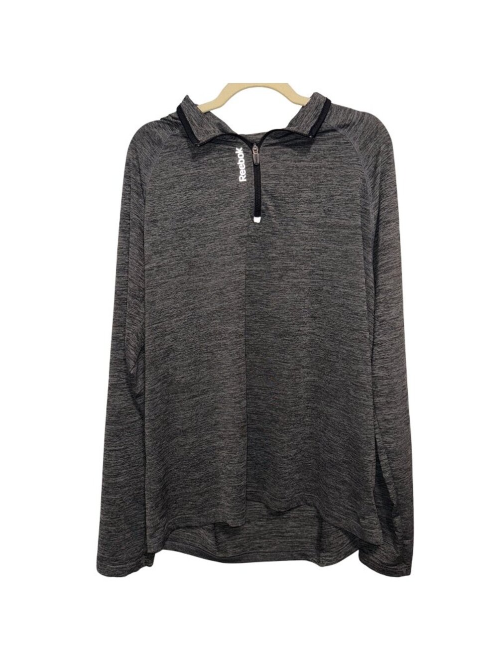 Reebok Mens Gray 1/4 Zip Pullover XL Long Sleeve Top